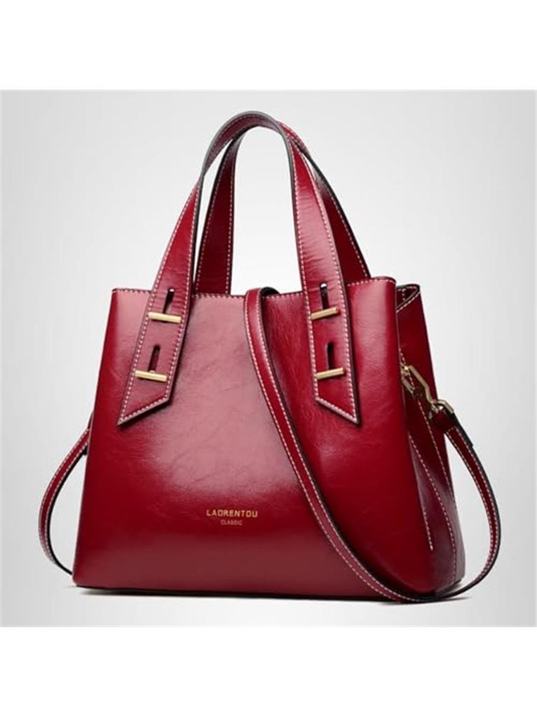 Genuine Leather Crossbody Satchel Tote Shoulder Purse Red Top Handle Zipper